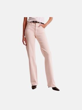 Abercrombie & Fitch Straight-Leg Jeans in Pale Pink